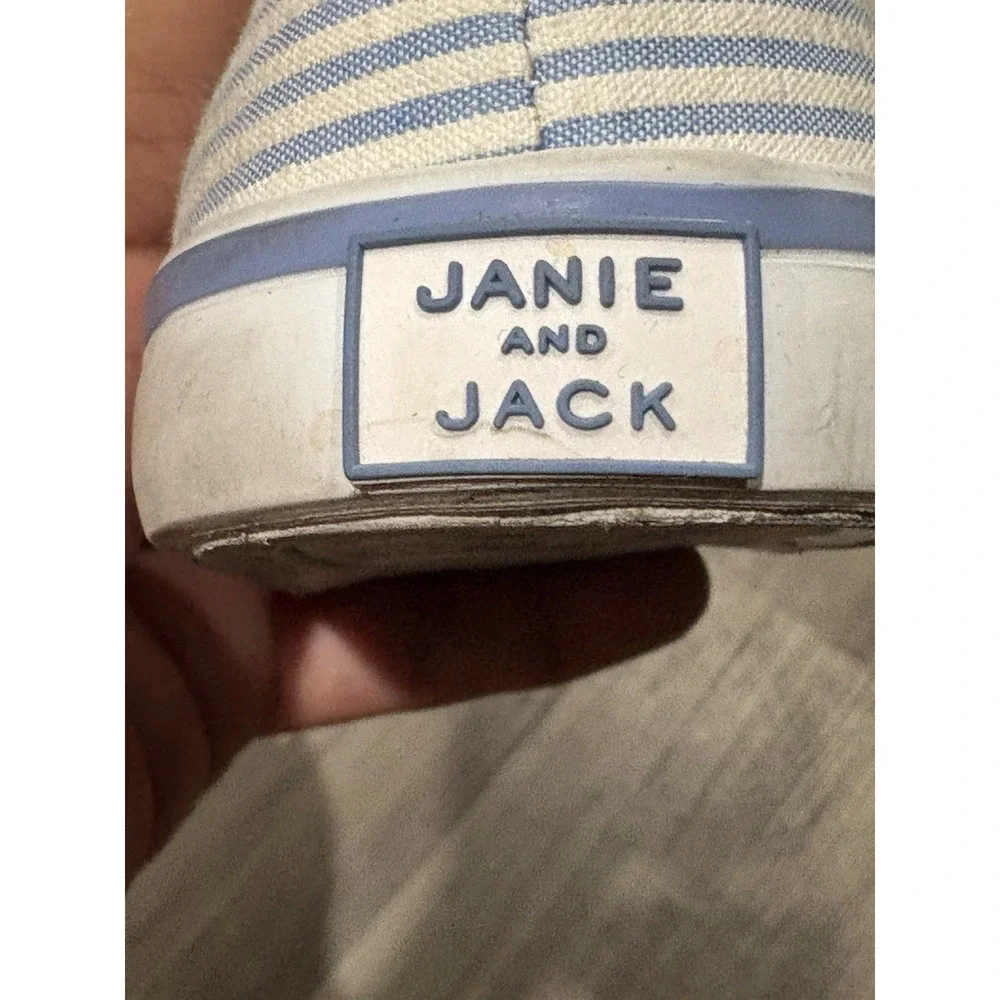 Janie and Jack Toddler Shoes Blue/White Striped Soft Soles Sz 7